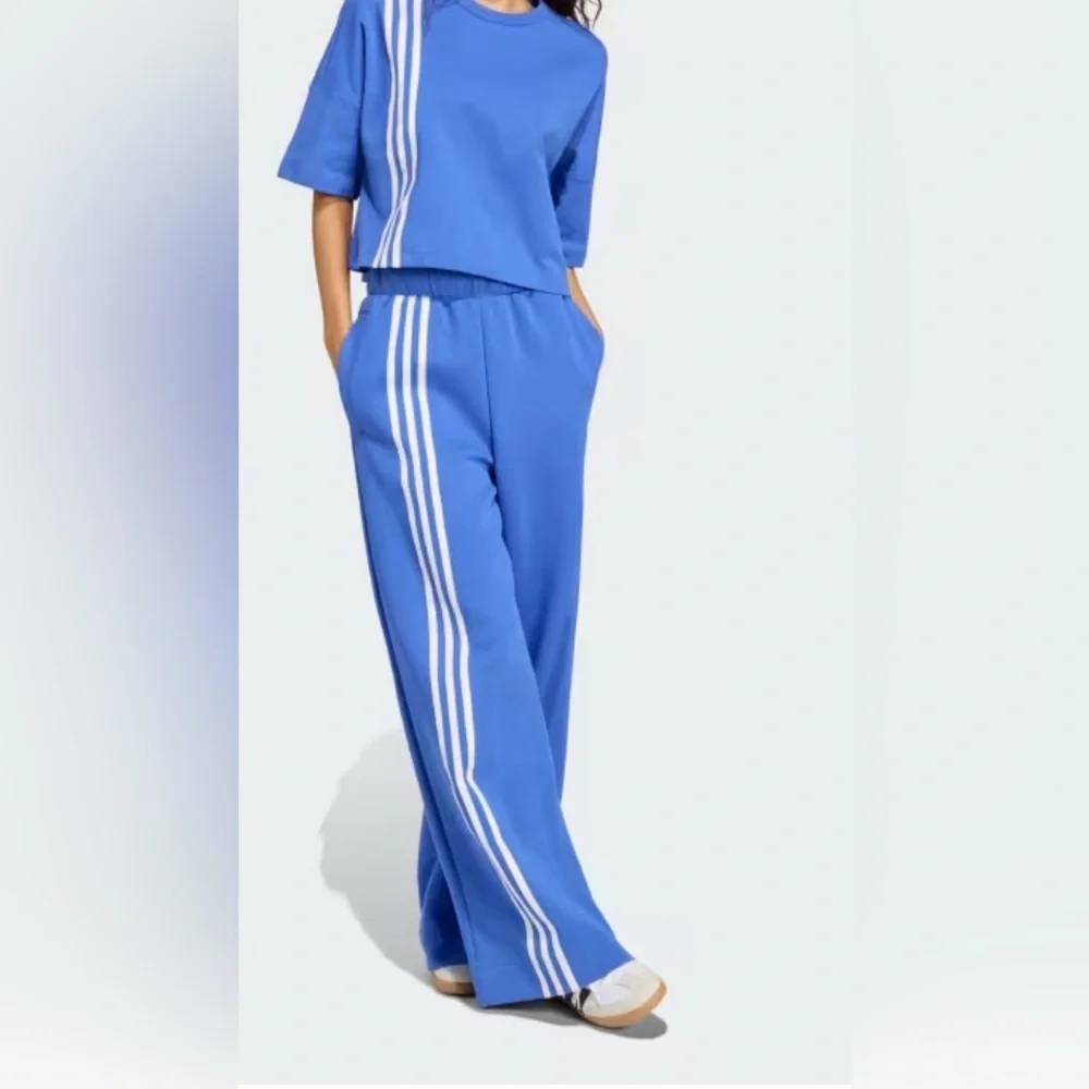 Adidas Royal Blue Loose High Rise Wide Leg with Unexpected White Stripes. M •NWT - Picture 5 of 11
